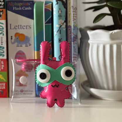 Pink Rabbit Critter Charm | Handmade Keychain